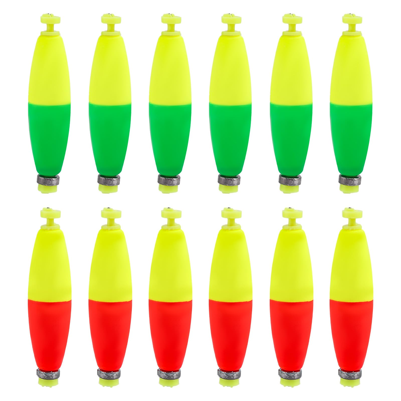 BOXOB 12pcs Fishing Bobbers Floats, EVA Snap on Weighted Bobbers for Fishing Panfish Bass Bluegill Crappie (Cigar Shape)