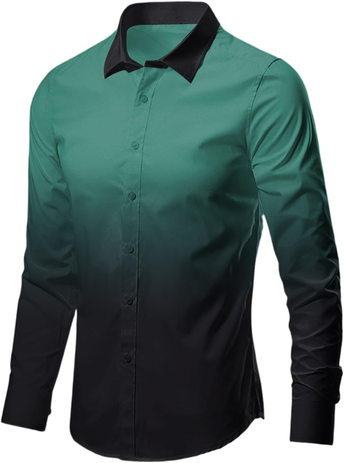 Ymosrh Men's Gradient Color Shirts Button Down Long Sleeve Fall Casual Business Formal Dress Shirts, M-3XL