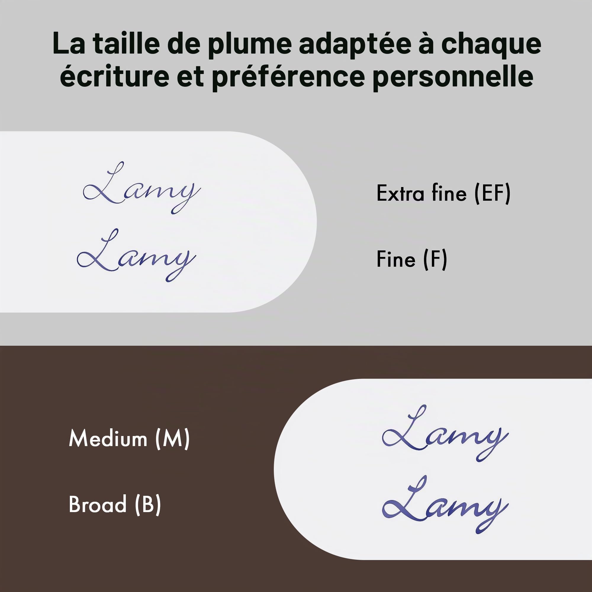 Lamy Studio Dark Brown Stylo plume universel dans un boîtier élégant entièrement en métal avec clip en forme d'hélice et plume en acier de largeur de trait M, cartouche d'encre T10 bleue incluse