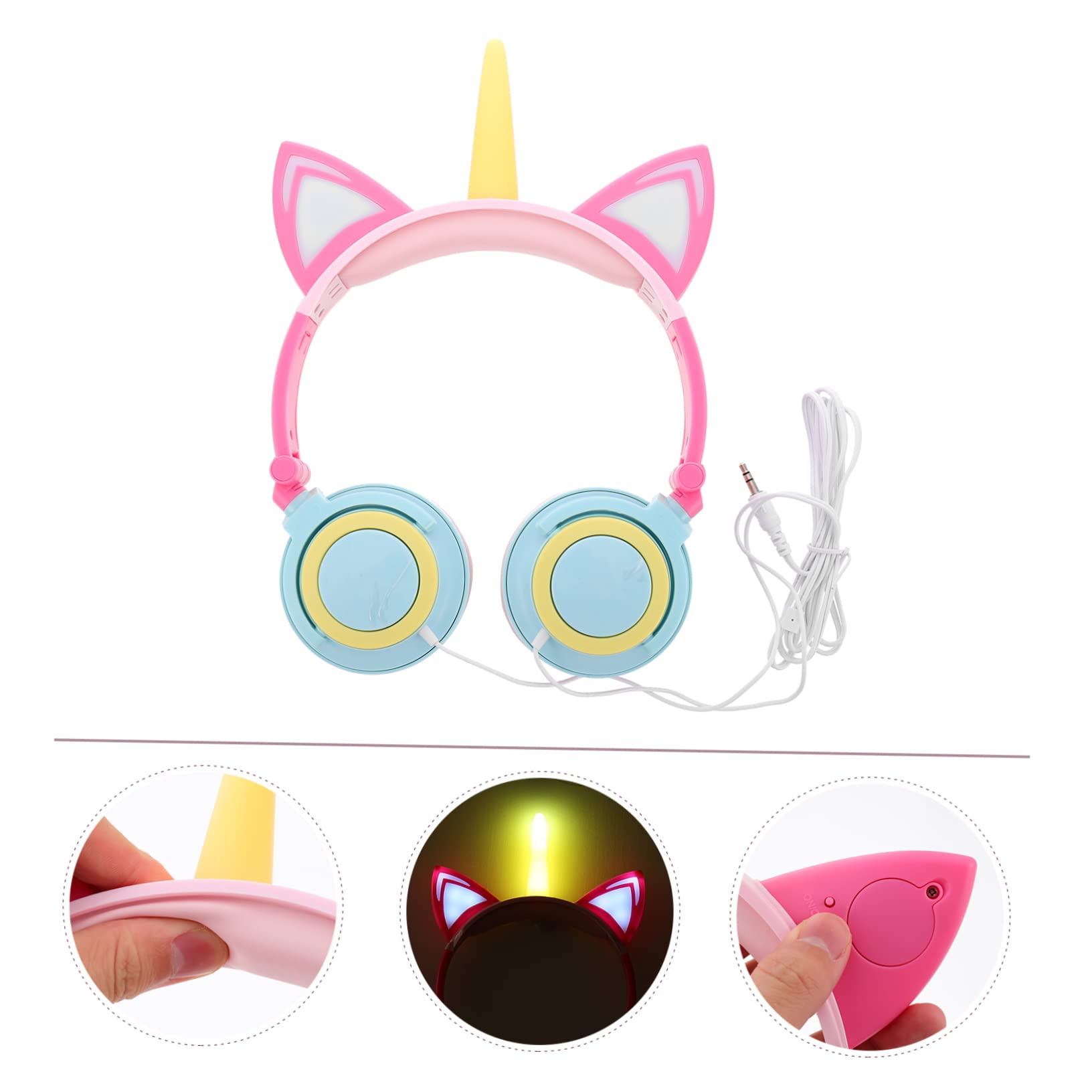 Auriculares De Unicornio Brillantes para Niñas Forma De Unicornio Fabricados Resistente para Jugar El Parque o Fiestas De Cumpleaños