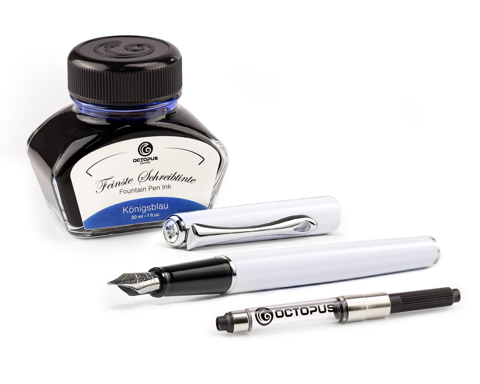 Diplomat Traveller Snowwhite, Metal Fountain Pen Set with Writing Ink and Converter — image 1
