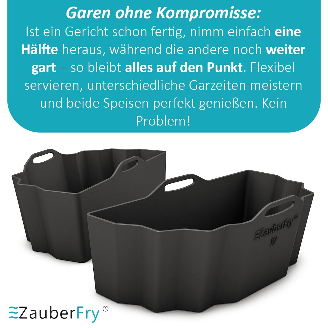 Doppio Stampo In Silicone Per AirFryer – Compatibile Philips, Cosori – 2 Vaschette 19,5x9,5x7 Cm – Resistente Fino A 230°C - 2