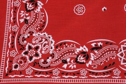Kit com 2 Bandanas Paisley Unissex 100% Algodão – Preta e Vermelha, 55x55cm – Estilo Clássico, Boho,