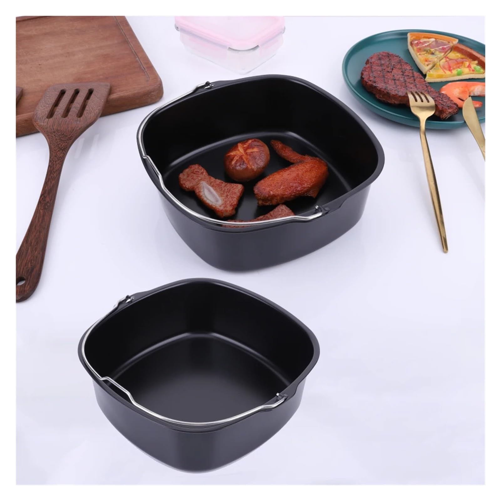 7/8 pollici antiaderente, compatibile con friggitrice ad aria for teglia for torte, da forno, cestello, accessorio for cottura in, piatto for pizza, pentola(7 inch)