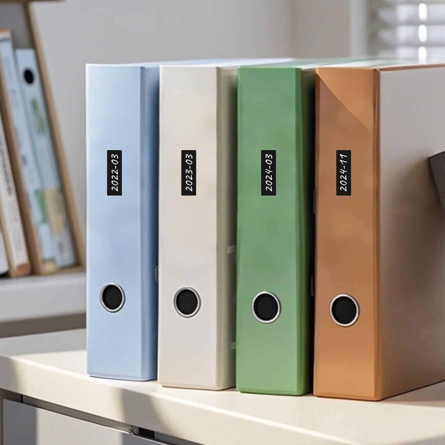 Colored Stickers 3×1 Inch Vinyl File Folder Sticker Black Rectangle Removable Waterproof Color Coding Moving Label for Boxes Office Inventory Labeling 160 PCS - Image 6