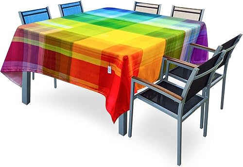 VVA Mantel cuadrado de poliéster, reutilizable, resistente a las manchas, a las arrugas, lavable, de poliéster, diseño a cuadros, colorido estilo