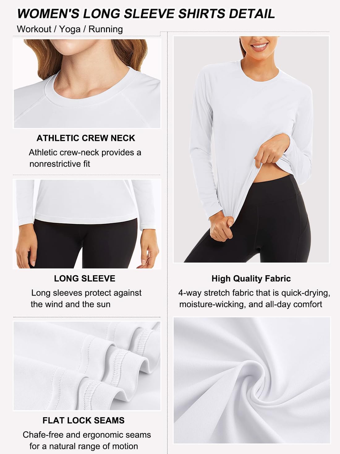 Boyzn 1, 3 or 5 Pack Women's Long Sleeve T Shirts Quick Dry UPF 50+ Sun Protection Shirts Athletic Exercise Gym Yoga T-Shirts - Image 6