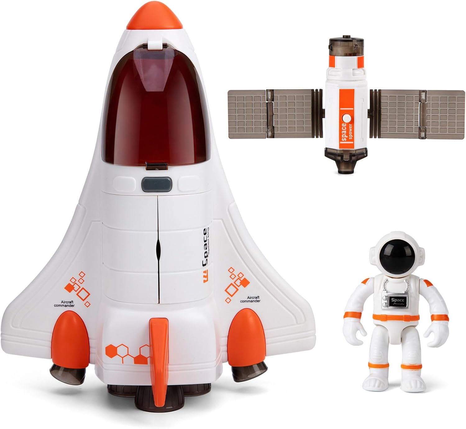 Spaceship Toy for Kids, Space Rocket with Astronaut, Spacecraft Playset with Light and Sound, Real Steam/Vapour Function