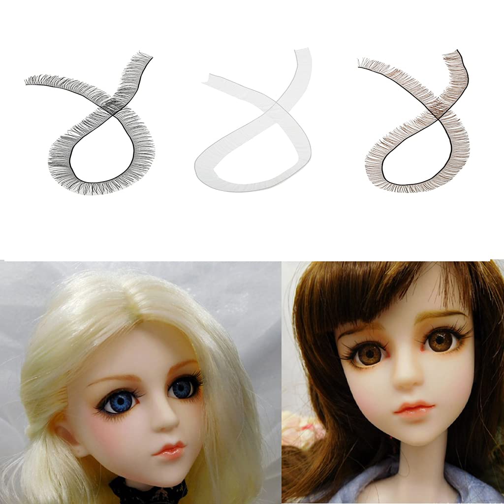 15pcs Doll Eyelashes Strips 20cm Length 8mm Width Fake Eye Lashes Baby Dolls Accessories 3 Colors (Brown, Black, White) 5pcs Each Color