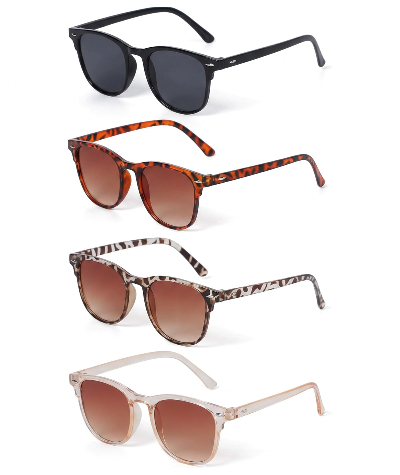 Sunglasses for Women, 4PCS Stylish Retro Rectangular Sunglasses for Daily Commute, Outdoor Activities, Social Events-image-17