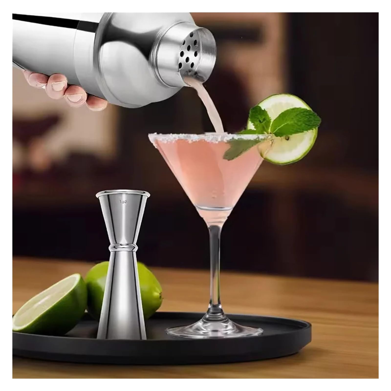 Coctelera de acero inoxidable 550ml, mezclador, barman, bebida, accesorios for Bar(4pcs set)