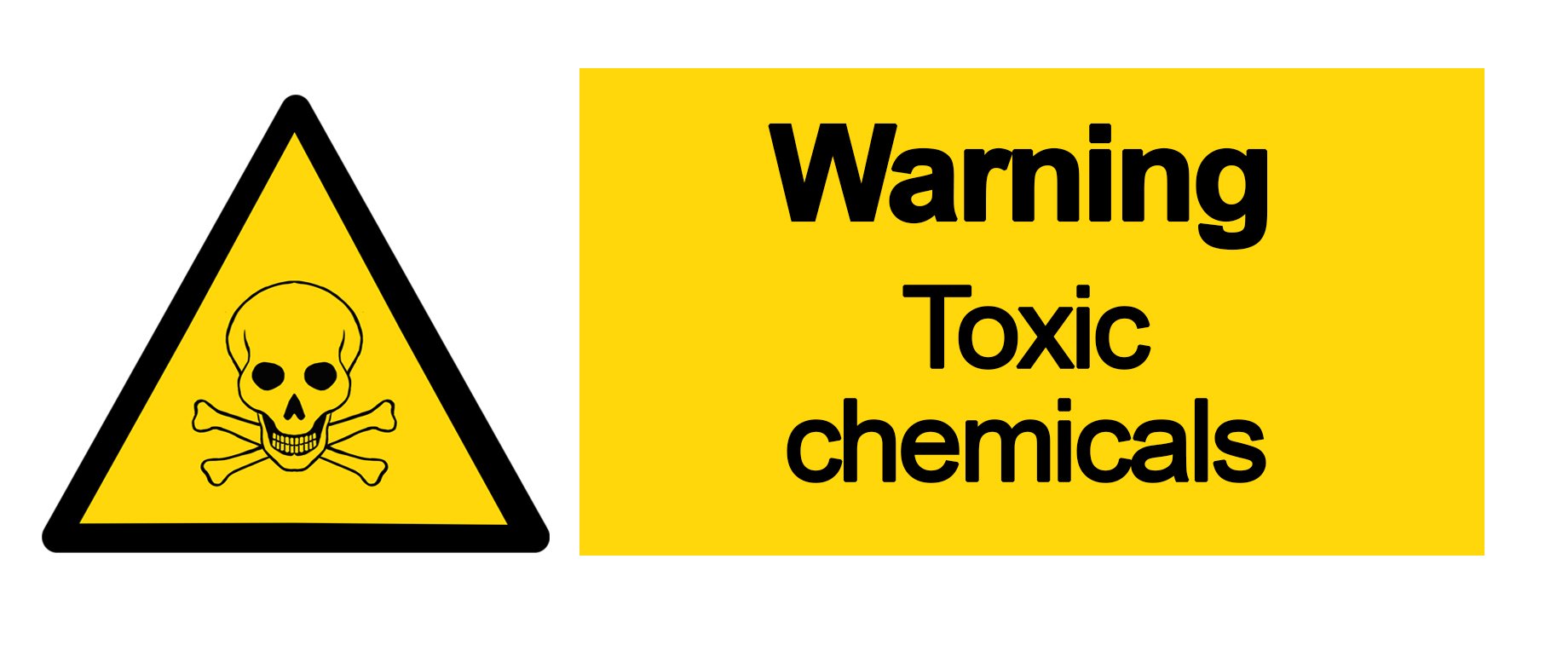 Party Decor Warning - Toxic Chemicals - Warning Sign Removable Self Adhesive Label - 100Mm X 148Mm - Pack Of 4