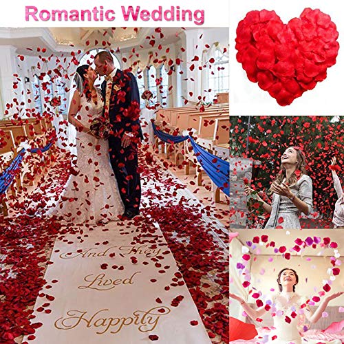 Image of 3000PCS Fake Rose Petals for Romantic Night Romantic Festive Atmosphere Creation for Marriage Proposa Wedding Valentine's Day Decoration Party Activities(Red)