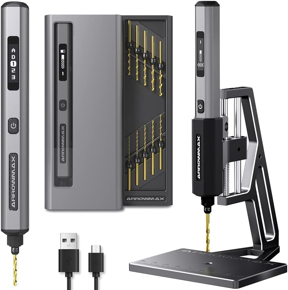 ARROWMAX Mini Smart Cordless Drill, 10 Drill Bits With Aluminum Case