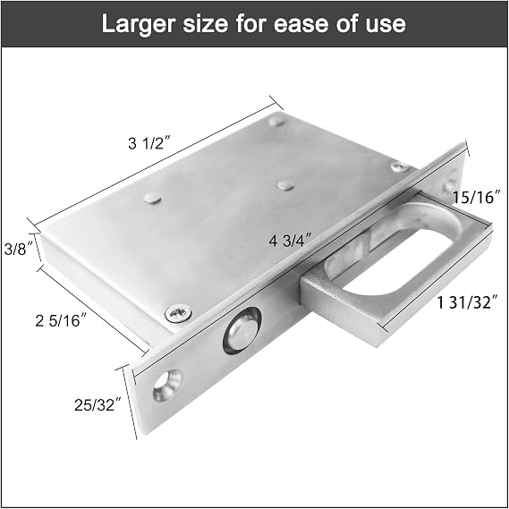 LWZH Brushed Nickel Pocket Door Edge Pull with Push Automatic Bounce Switch,Sliding Door Pull Hardware, Flush Hidden Handle(Silver)