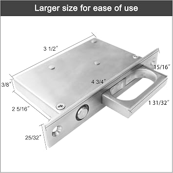 LWZH Brushed Nickel Pocket Door Edge Pull with Push Automatic Bounce Switch,Sliding Door Pull Hardware, Flush Hidden Handle(Silver)