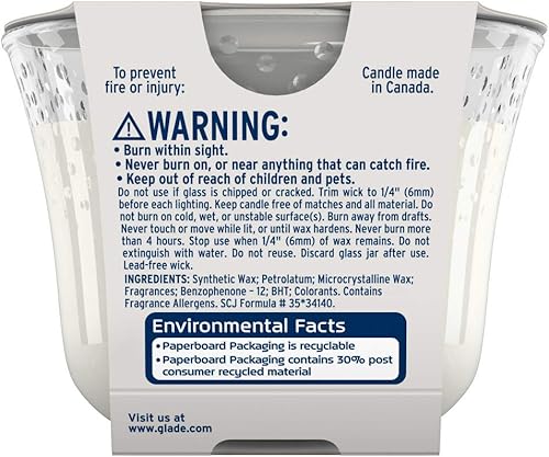 Miniatura 2 de Glade Candle Sheer Vanilla Embrace, vela aromática infundida con aceites esenciales, vela ambientadora, vela de 3 mechas, 6.8 onzas (paquete de 3)