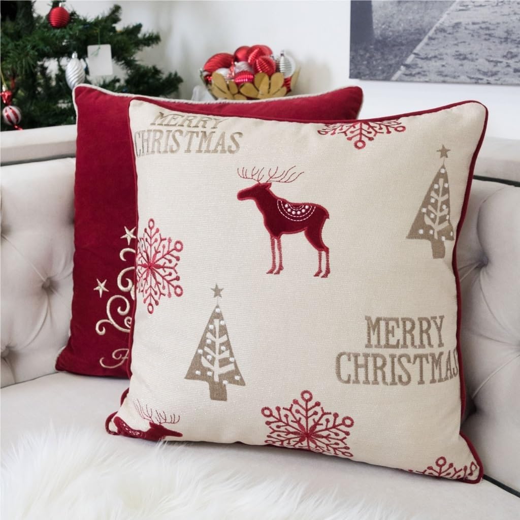 リビングルームの枕 クッションカバーアメリカ刺繍ソファ寝室リビングルームモダンクリスマスホリデー刺繍大型枕コア付き 【%】 ぬいぐるみ枕(R