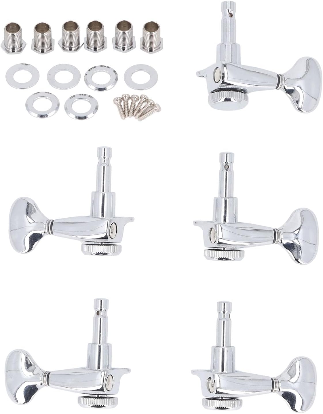 6PCS Guitar Locking Tuners 3L3R, 1:21 Gear Ratio Tuning Key Pegs with Sealed Lubrication, Heavy Duty Alloy Steel Machine Heads for Electric Acoustic Guitar Replacement