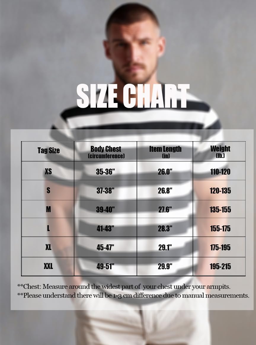 Zengjo Mens Striped Shirt Short Sleeve T-Shirts - Image 7