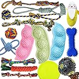 Dog Chew Toys for Puppies Teething, Puppy Toys 16 Pack Dog Toys for Aggressive Chewers Puppy Chew Toys Peas Rubber Bone Dog Toy Bundle Small Dog Squeaky Toys for Small Dogs IQ Treat Ball