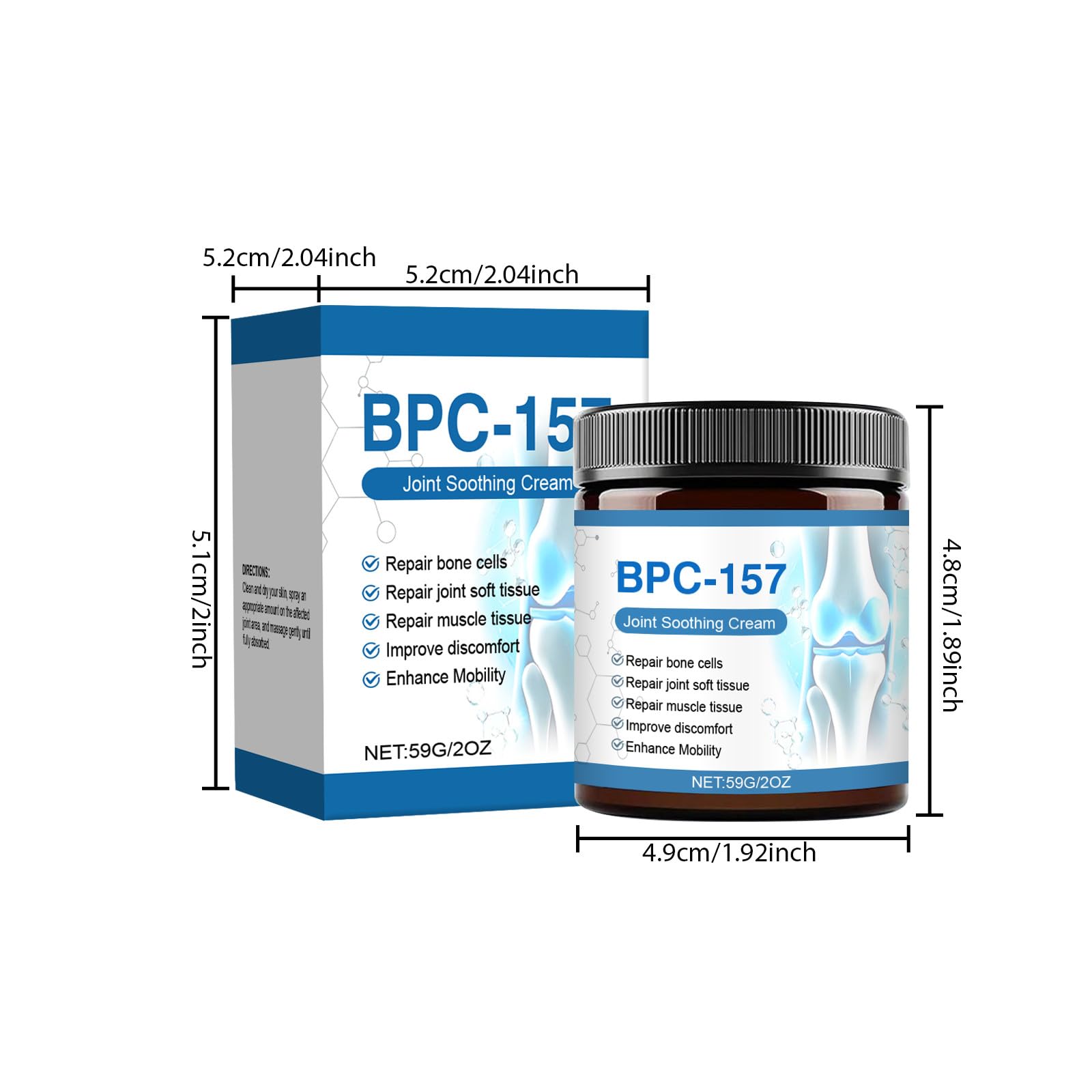 BPC-157 Joint Care Cream, la crema apaciguante del complejo péptido, mejora eficazmente el malestar de las articulaciones y mejora la movilidad, para la espalda, el cuello，59G/2OZ Belleza
