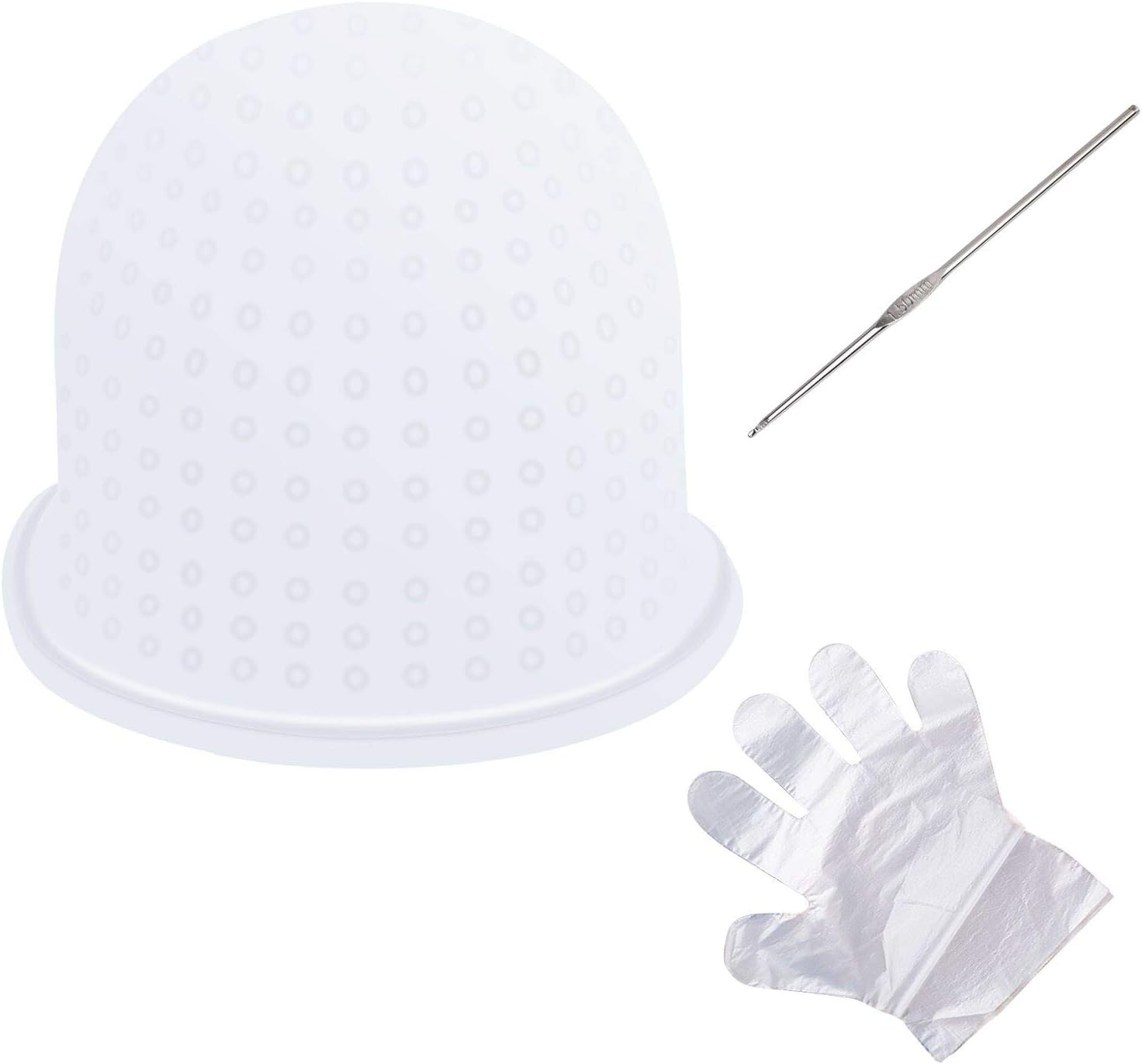 KATOOM Highlight Caps Hair Coloring Cap Salon Dye Highlighting Frosting Hat Silicone Hairdressing Tools with Metal Hook for Barbershop Hair Styling Modeling