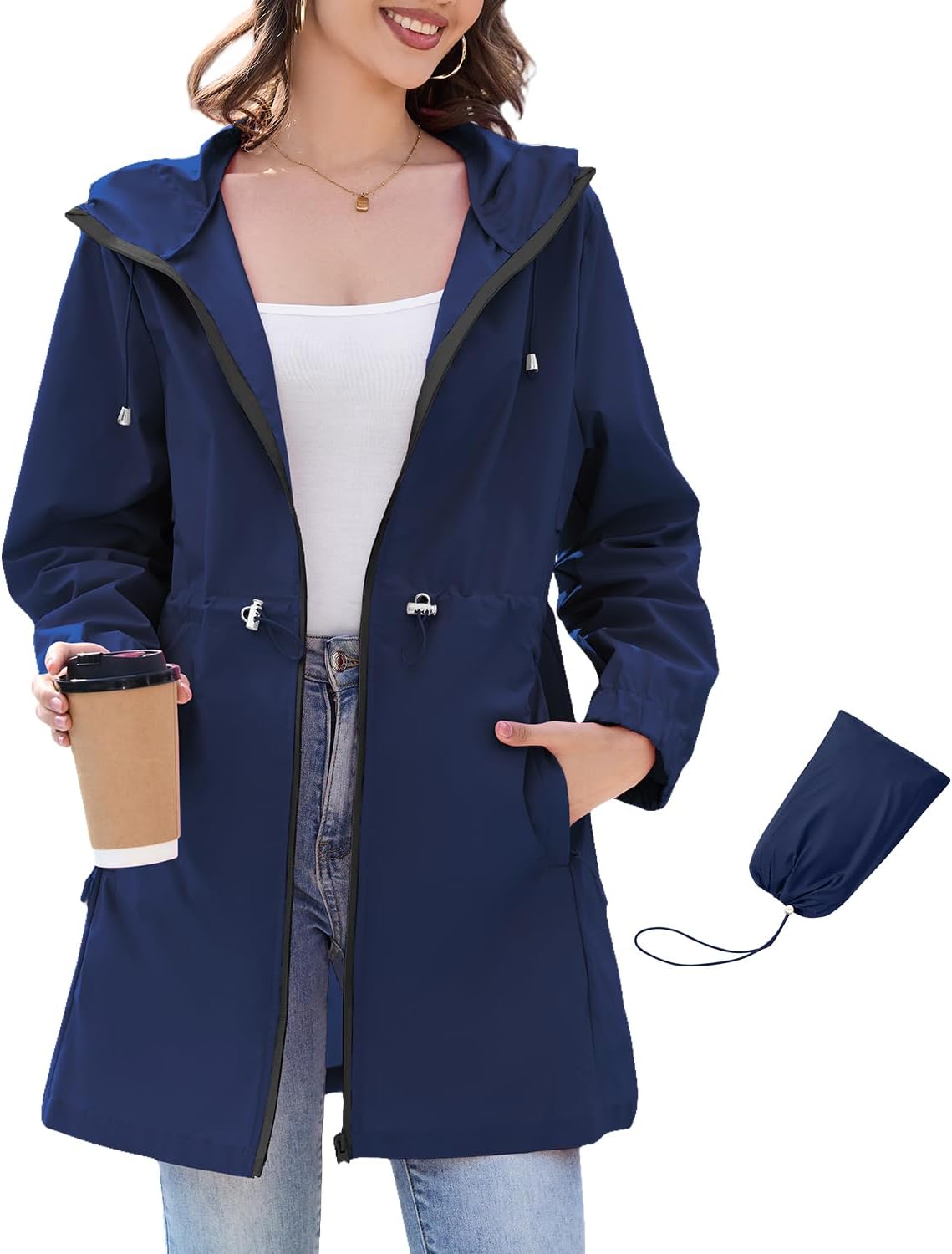 Packable Lightweight Waterproof Rain Jacket with Hood for Women Packable Lightweight Waterproof Rain Jacket with Hood for Women