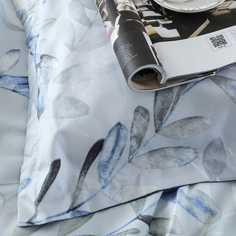 OAITE Duvet Cover Queen Size,Reversible Leaf Blue Duvet Cover Set with Zipper Closure, 3 Pieces Modern Patterns Soft Microfiber Bedding Set with 8 Ties(90’’*90’’,2 Pillow Cases) - Image 4