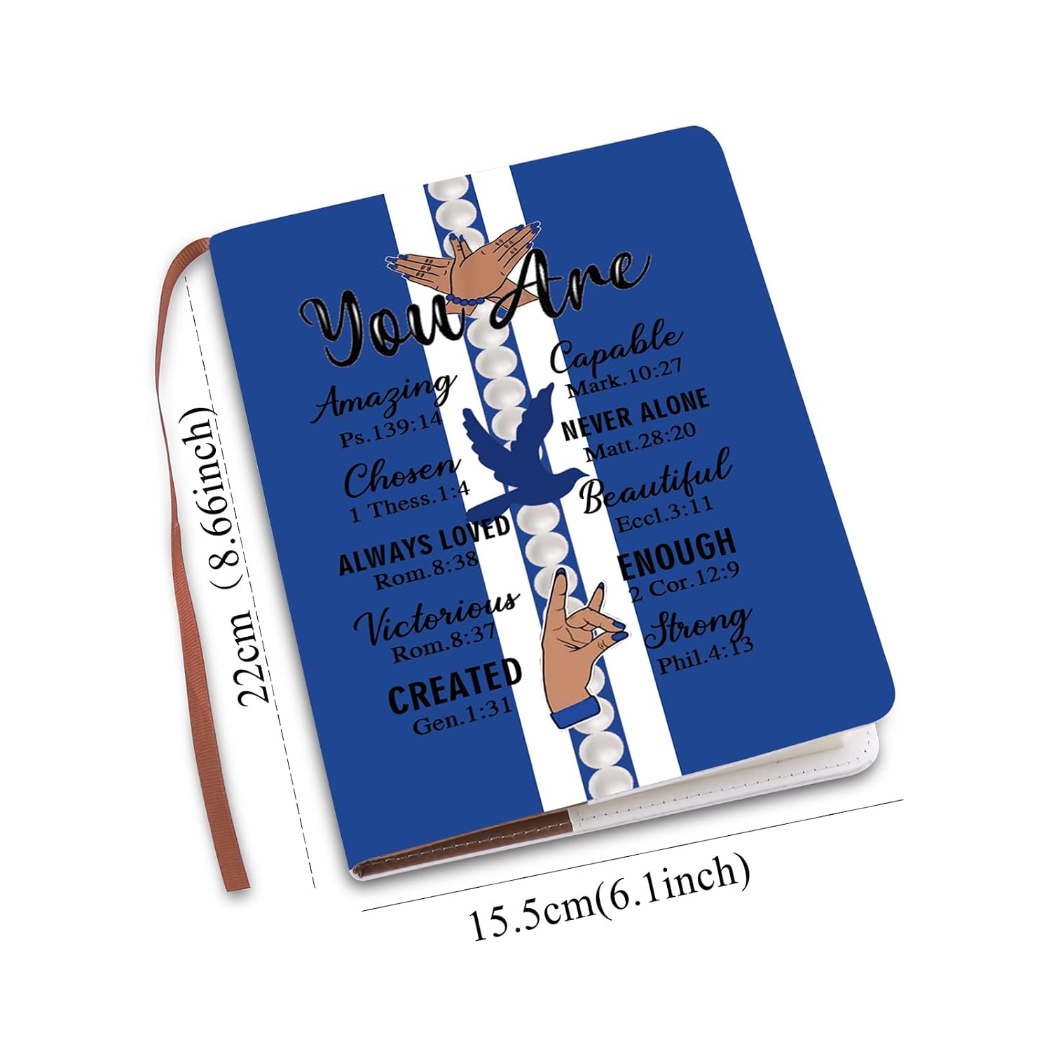 LQRI Blue And White Sorority Leather Notebook You Are Amazing Bible Verse Notebook 1920 Sorority Gift for Finer Women (Blue And White)