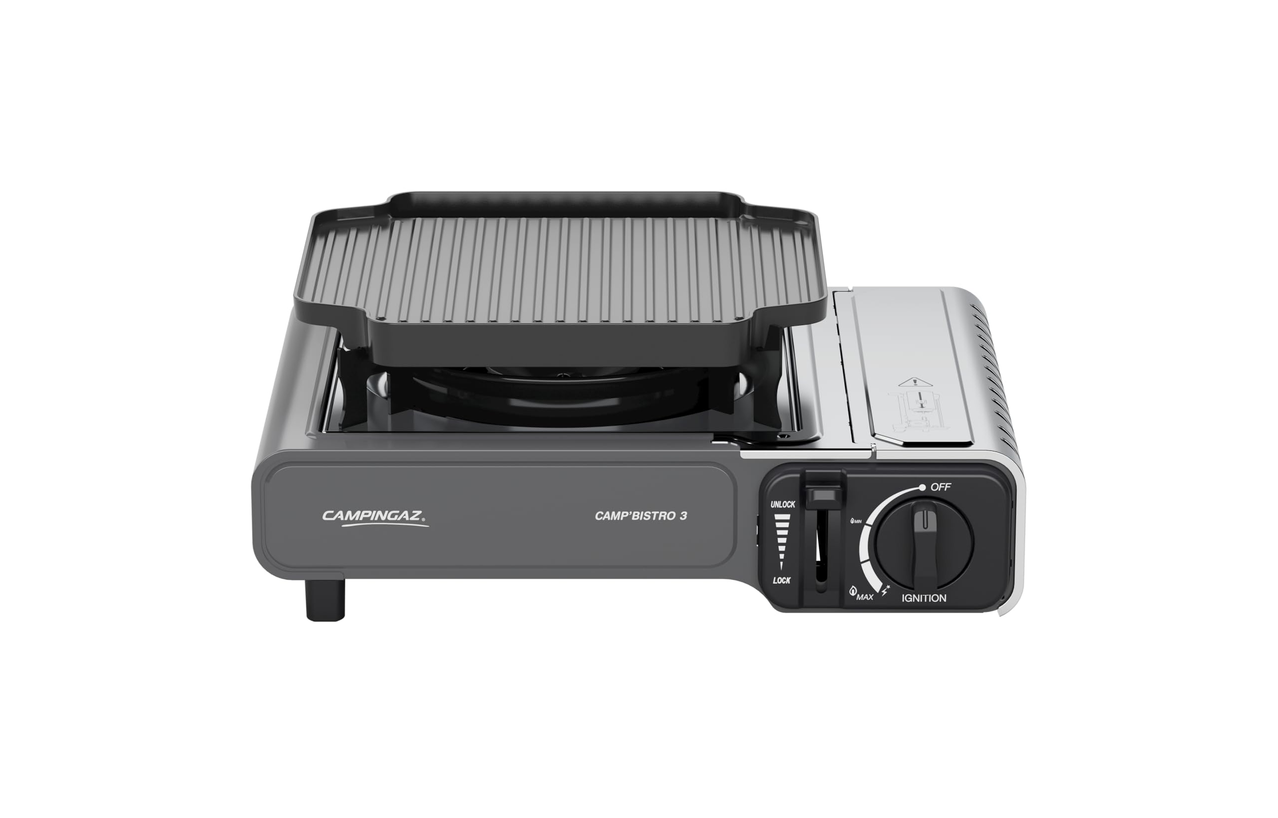 Campingaz Camp Bistro 3 Stove | 1 Burner Camping Stove | 2200 Watt Camp Stove | Compact portable Outdoor Cooker | Includes Carry case for Easy Transport | Black,Camp Bistro 3 Griddle