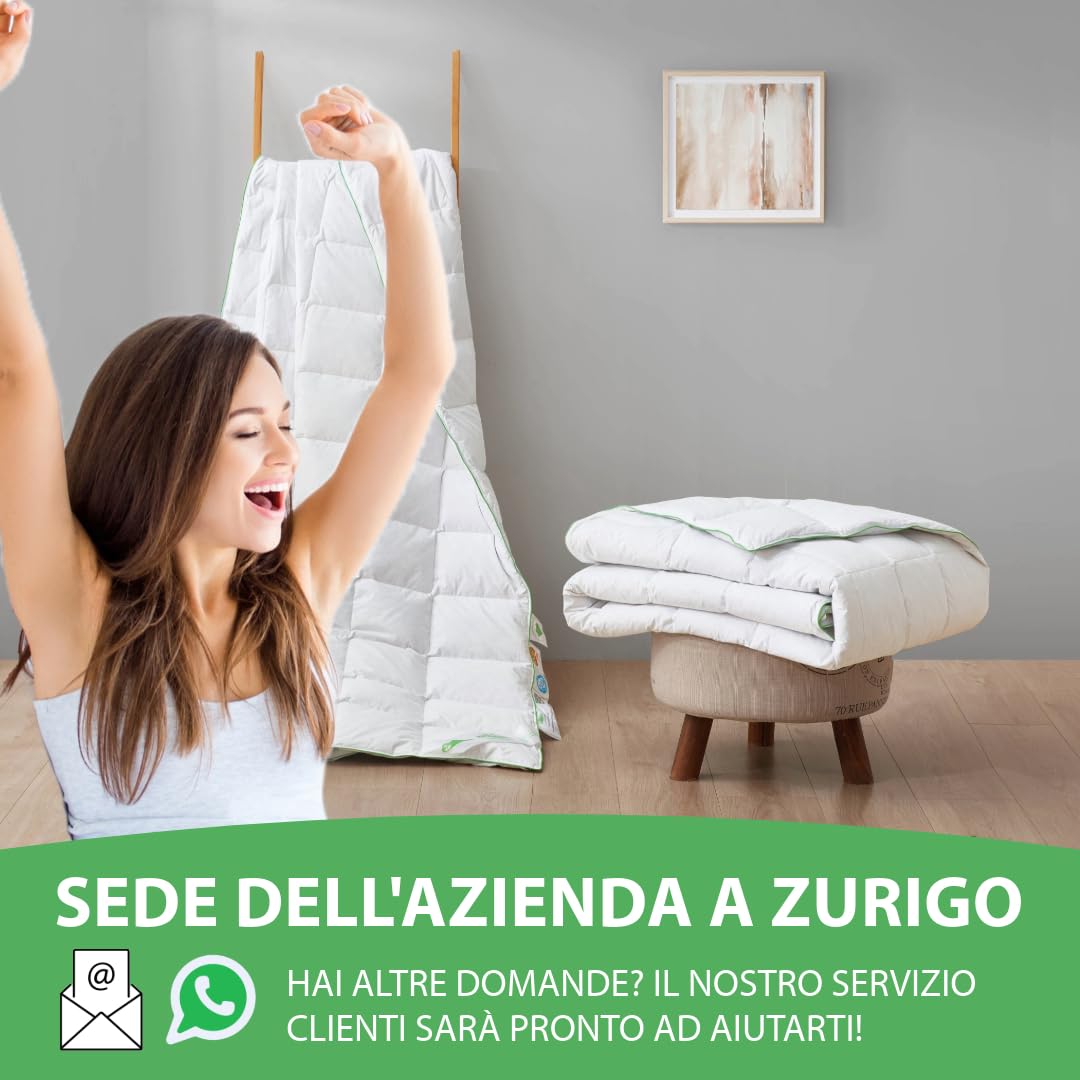 Welldora Comfort Piumone 260x240 | Piumino tutto l'anno Caldo e morbido | 100% Piuma e Piumino Naturale | Anallergico, Certificato Oeko-Tex | Da usare con Copripiumino