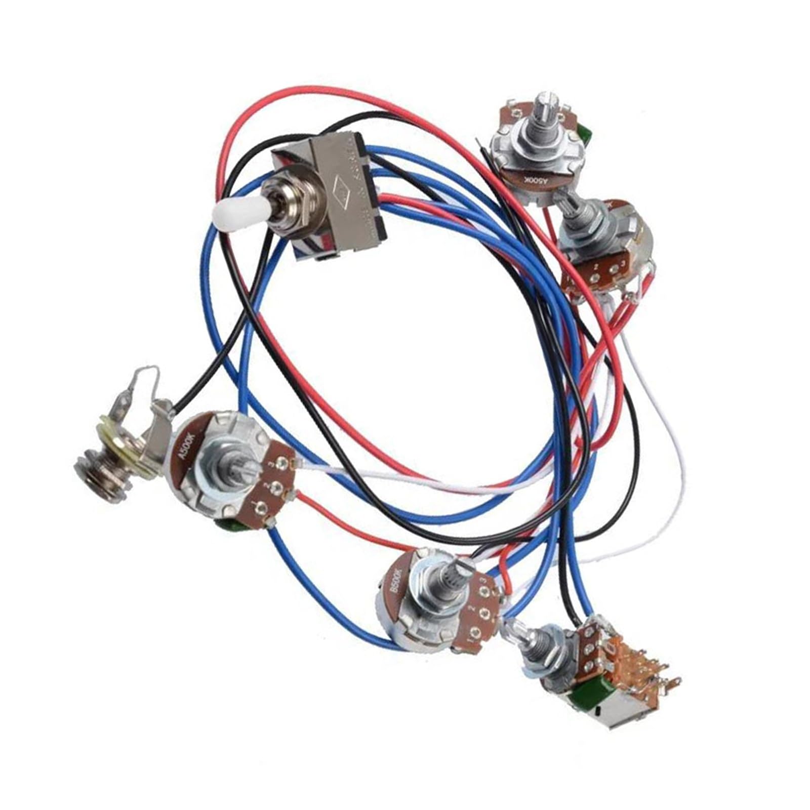 Kit de cableado profesional para guitarra eléctrica con potenciómetro de 500 K e interruptor de 3 vías
