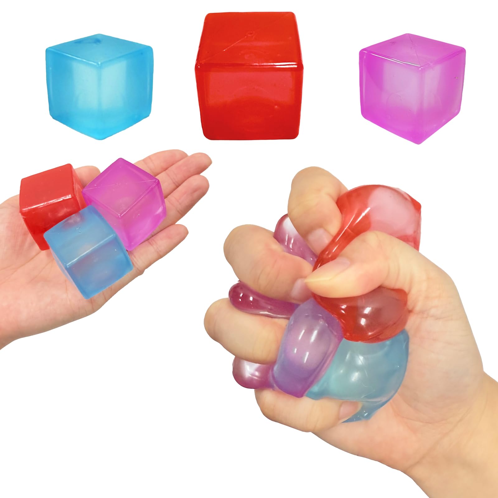 Maltose Series 3Pcs Sensory Fidget Set with Stress Cube - Diamond, Polygon & Ice Cube Fidget Toy, Stress Relief for Adults, Anxiety & Autism Aid, Stocking & Party Filler Toys(cubeone)