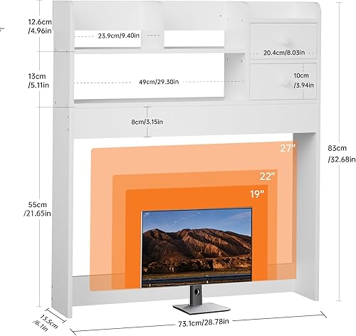 Miniatura 3 de YGYQZ Estantería de escritorio, gabinete de almacenamiento para escritorio de computadora, estante organizador de escritorio de 2 niveles con Blanco
