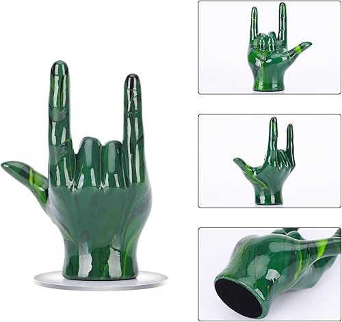 Miniatura 3 de Estatua de decoración de gestos de mano verde esmeralda, decoración moderna para el hogar, decoración de signo de paz y decoración de lenguaje de