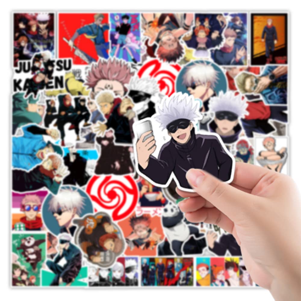 INDER 50Pcs Jujutsu Kaisen Anime Stickers for Kids-Adults,Waterproof,Reusable Vinyl Stickers Pack for Water Bottle,Hydro Flask, Laptop,Pc,Skateboard,Luggage,Phone,Cup Etc (Jujutsu Kaisen)
