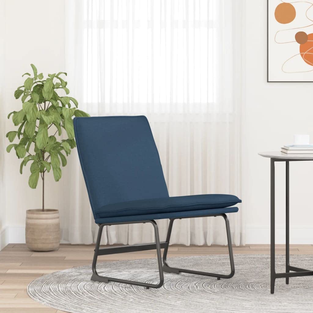 Sedia Lounge Blu in Tessuto 52x75x76 cm con Schienale Imbottito e Gambe Antiscivolo per Relax, Salotto, Studio, Camera, Ufficio, Riposo e Lettura