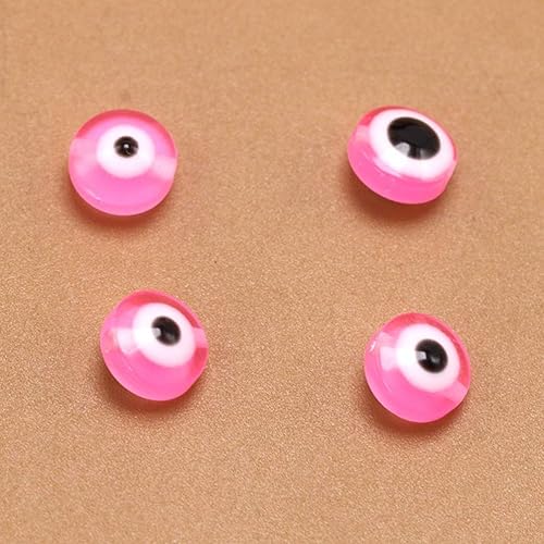 Miniatura 3 de Cuentas espaciadoras contra el mal de ojo, cuentas rosadas contra el mal de ojo, 100 cuentas de ojo turco, gemas redondas con parte trasera plana,