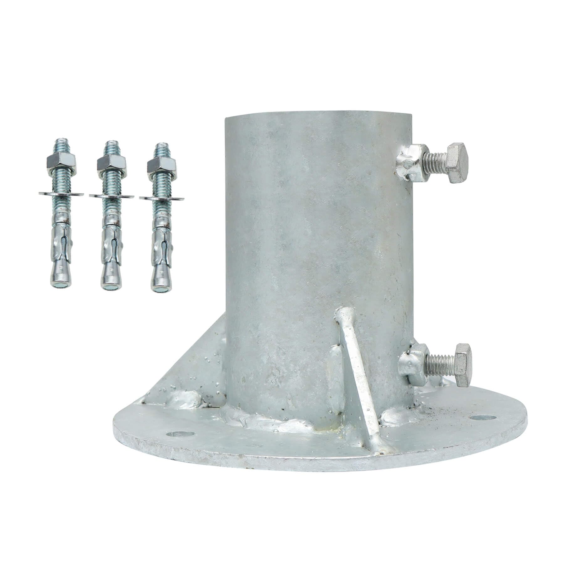 Aiwaiufu Chain Link Fence Post Base, Round Post Base Mount Bracket, Flange, for Holding Fence Deck Railing Mailbox Flag (Galvanized, Fit 1-7/8" OD)