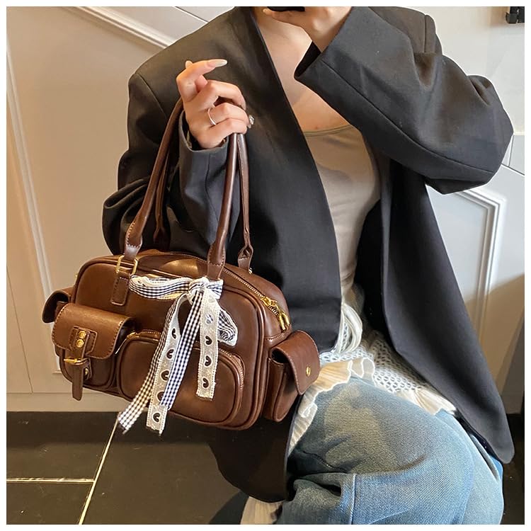 Small Top Handle Purse for Women Cute Bowler Bag Faux Leather Crossbody Satchel Handbag Vintage Fall Purse2