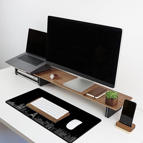 Miniatura 6 de IndigoCase Alfombrilla de mouse grande de 31.5 x 15.7 pulgadas, alfombrilla de mouse de paisaje urbano de París, alfombrilla de mouse negra,