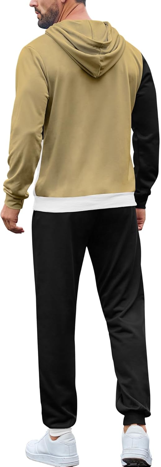 LecGee Men's Tracksuit 2 Piece Athletic Color Block Hoodie and Sweatpants Casual Sweatshirt Joggers Sweatpants Set for Men - Image 3