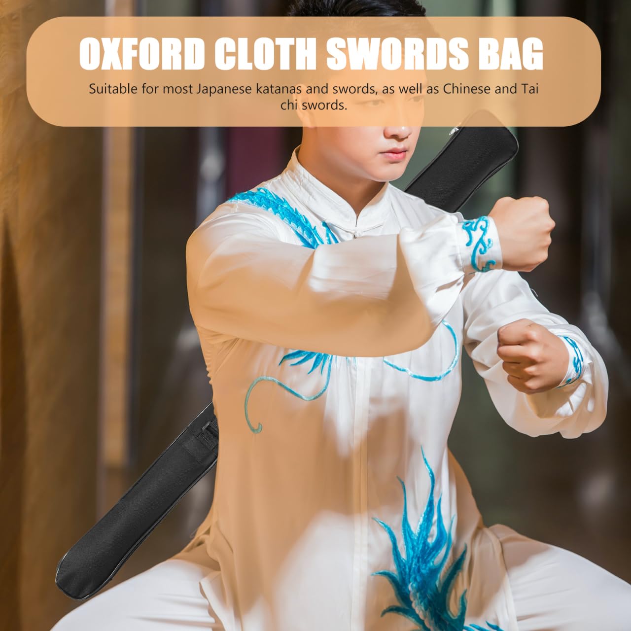 Kisangel Schwerttasche Aus Verdicktem Oxford-Stoff wasserdichte Tragetasche Für Tai-Chi-Und Japanische Schwerter Leicht Und Robust Mit Schultergurt Für Kampfsport Und Morgentraining Bis 41 Zoll