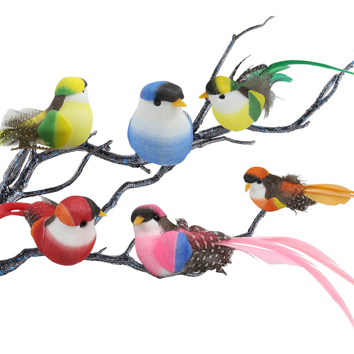 ORTIZA® 6Pcs Realistic Birds with Built in Metal Clip Colorful