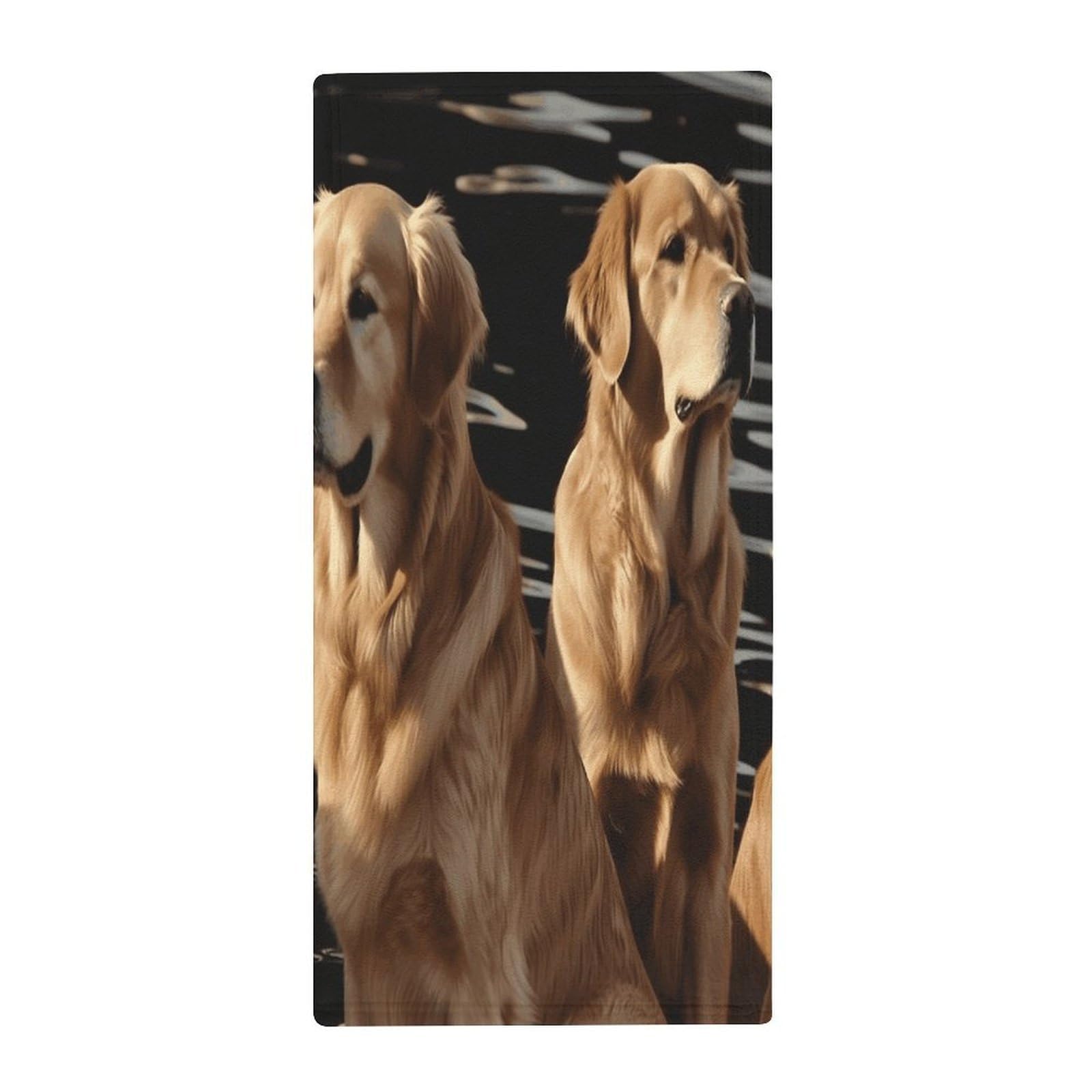 FekiLoot Golden Retrievers Hand Towels Coral Velvet Highly Absorbent Towel,Classic Luxury Printed Hand Towels Soft Hands Face Towel for Bathroom Kitchen Salon Workout 13.8 X 28.7 in