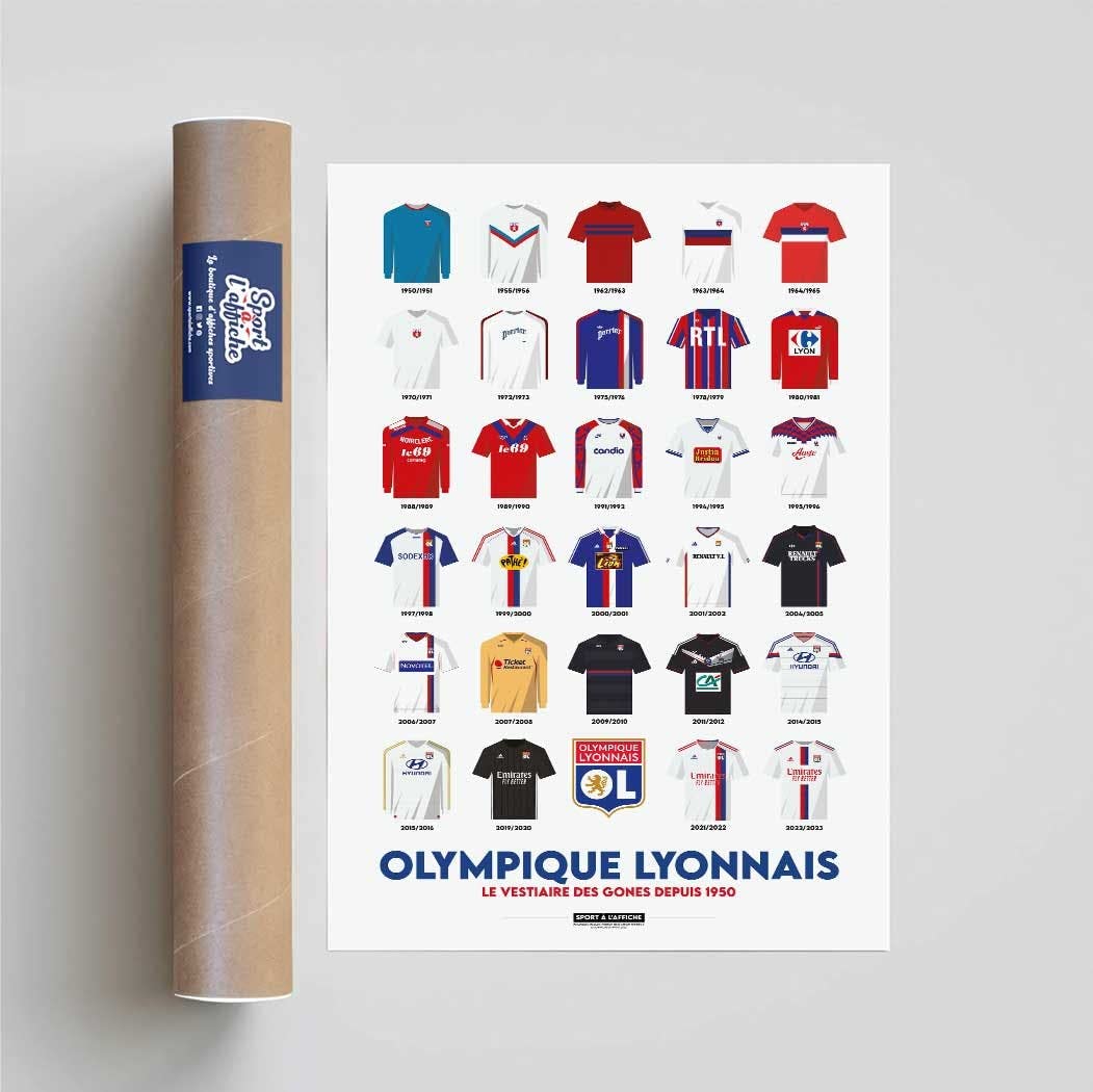 Affiche Football Olympique Lyonnais OL - Déco Club Français