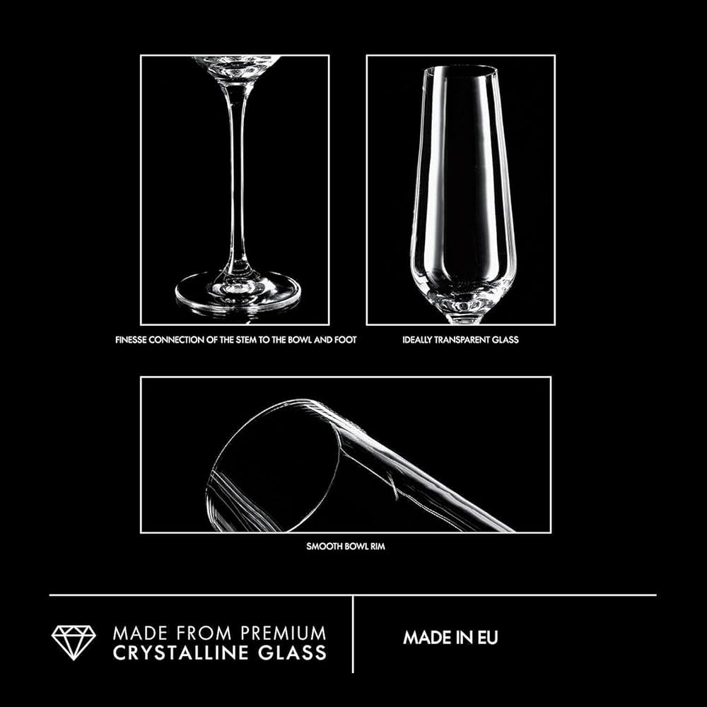 KROSNO Kristall Champagne Flu00f6jtglasu00f6gon | Set Med 6 | 200 ML KROSNO Kristall Champagne Flu00f6jtglasu00f6gon | Set Med 6 | 200 ML