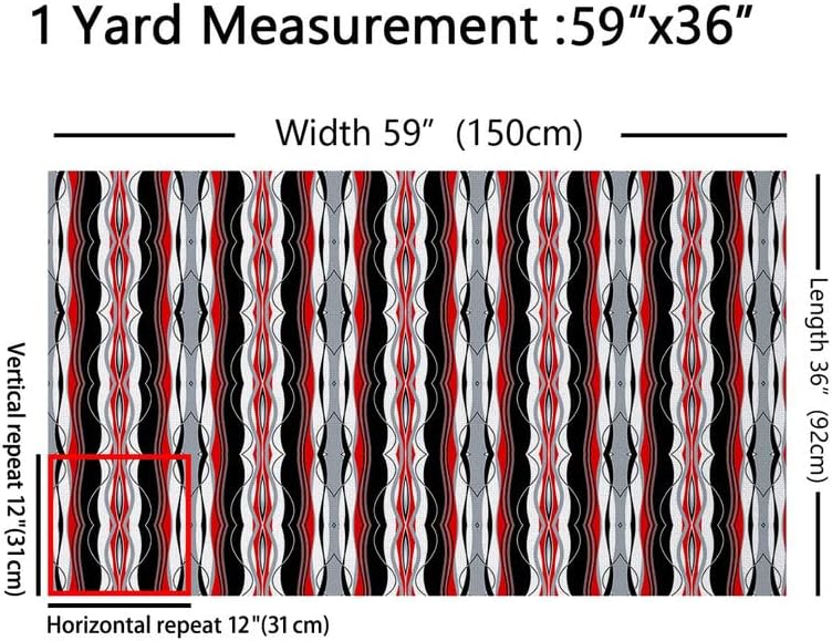 Miniatura 2 de Feelyou The Yard, tela de tapicería geométrica de rayas rojas, negras y grises para sillas, líneas de arte abstracto, tela decorativa impermeable