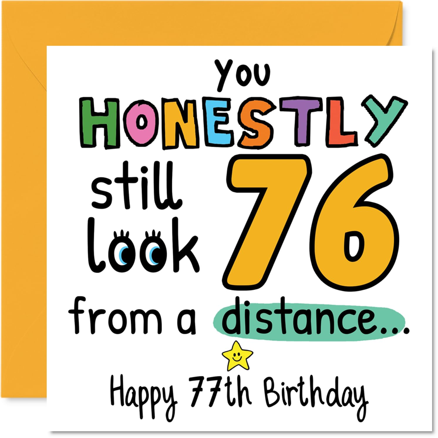 77th Birthday Cards for Men Women - From a Distance - Happy Birthday Card for 77 Year Old Man Woman Dad Nan Cousin Nanny, 145mm Bday Greeting Cards